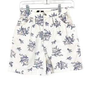 FILATL Vintage 90s High Rise Floral Denim Mom Shorts Womens Sz 25" Cream